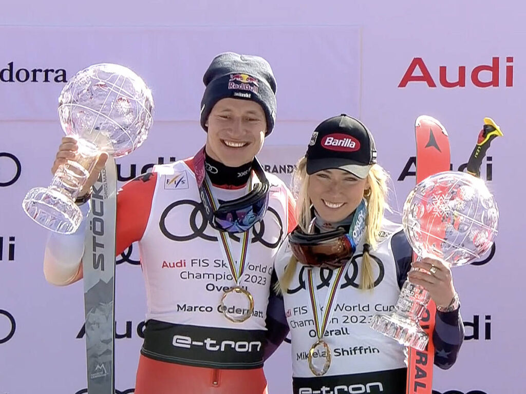 Marco Odermatt e Mikaela Shiffrin in Coppa del Mondo.